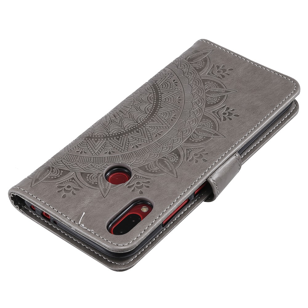 Imprint Mandala Pattern Wallet Stand Leather Flip Case for Xiaomi Redmi Note 7S / Note 7 / Note 7 Pro (India) - Grey-8
