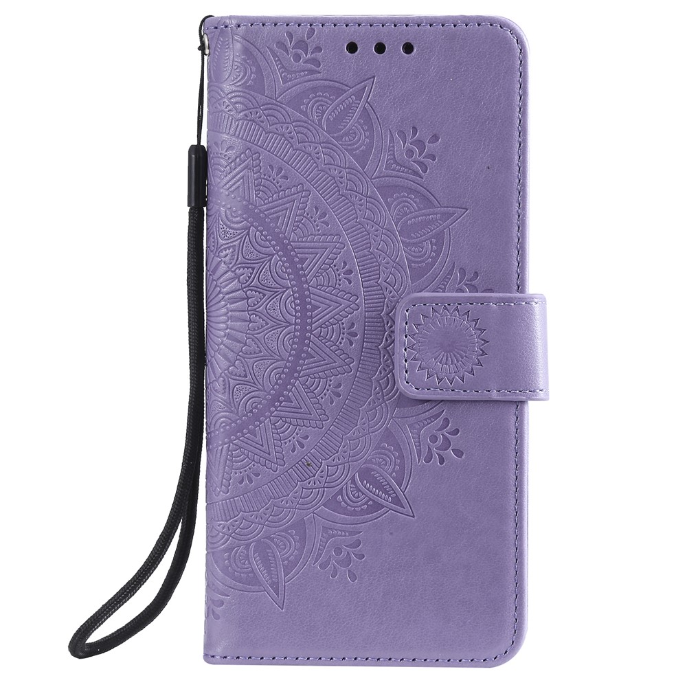 Impressão Mandala Padrão Carteira Capa de Couro Para Xiaomi Redmi Note 7s / Nota 7 / Nota 7 Pro (índia) - Roxo