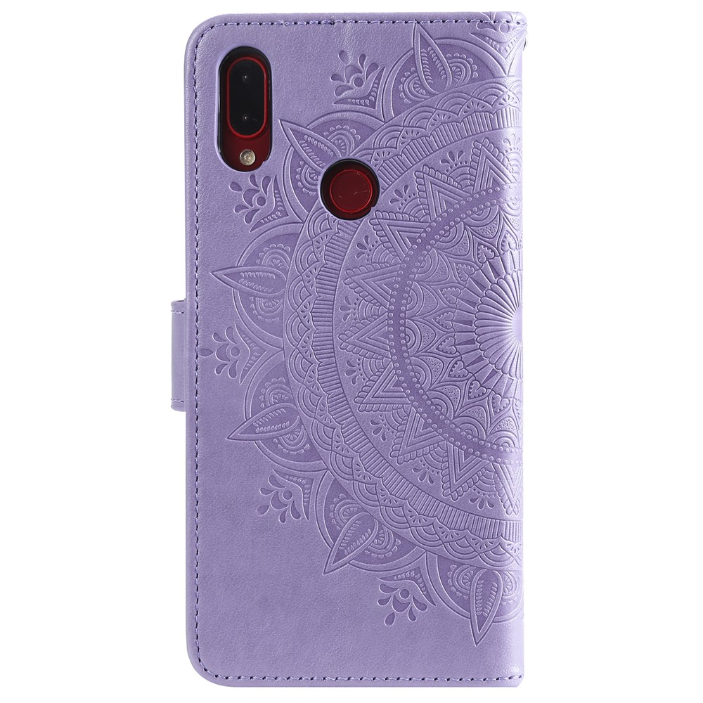 Impronta Mandala Pattern Wormet Stand in Pelle Custodia Per Xiaomi Redmi Note 7S / Nota 7 / Nota 7 Pro (India) - Viola