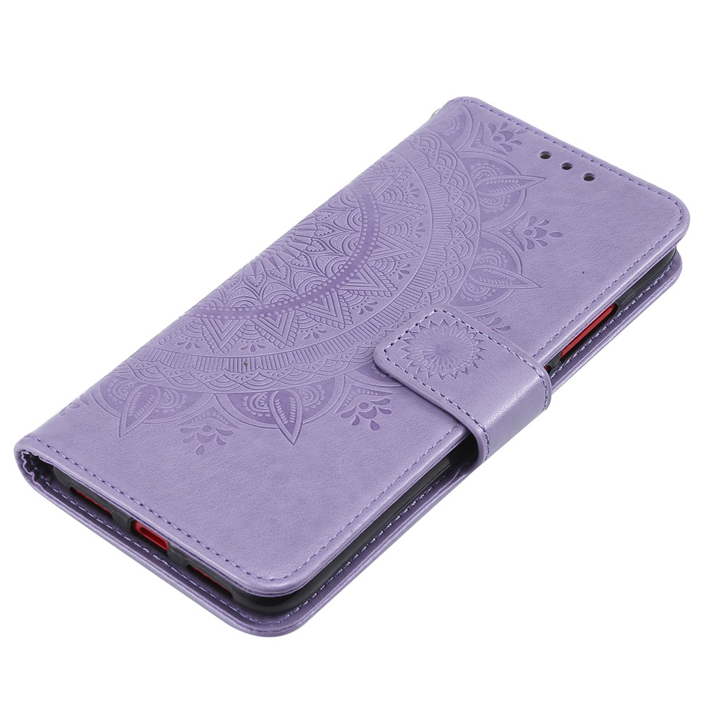 Impronta Mandala Pattern Wormet Stand in Pelle Custodia Per Xiaomi Redmi Note 7S / Nota 7 / Nota 7 Pro (India) - Viola