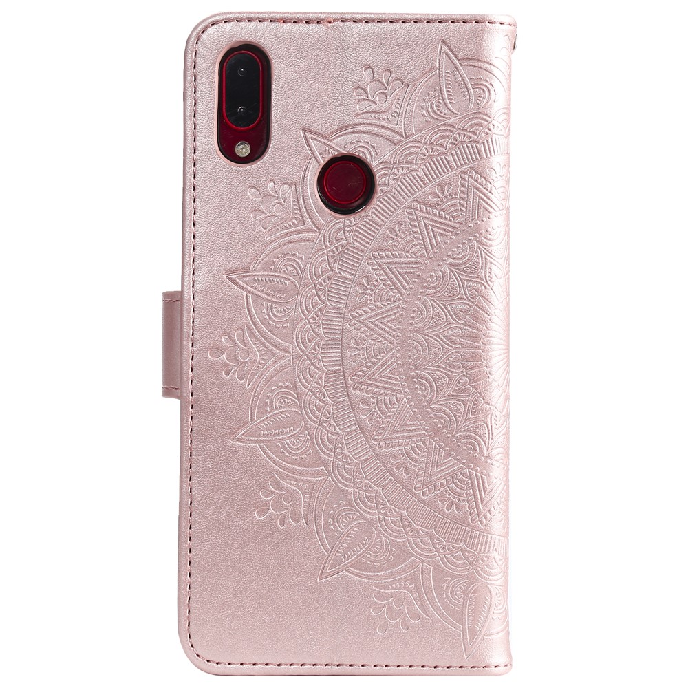 Imprint Mandala Pattern Wallet Stand Leather Flip Case for Xiaomi Redmi Note 7S / Note 7 / Note 7 Pro (India) - Rose Gold-3