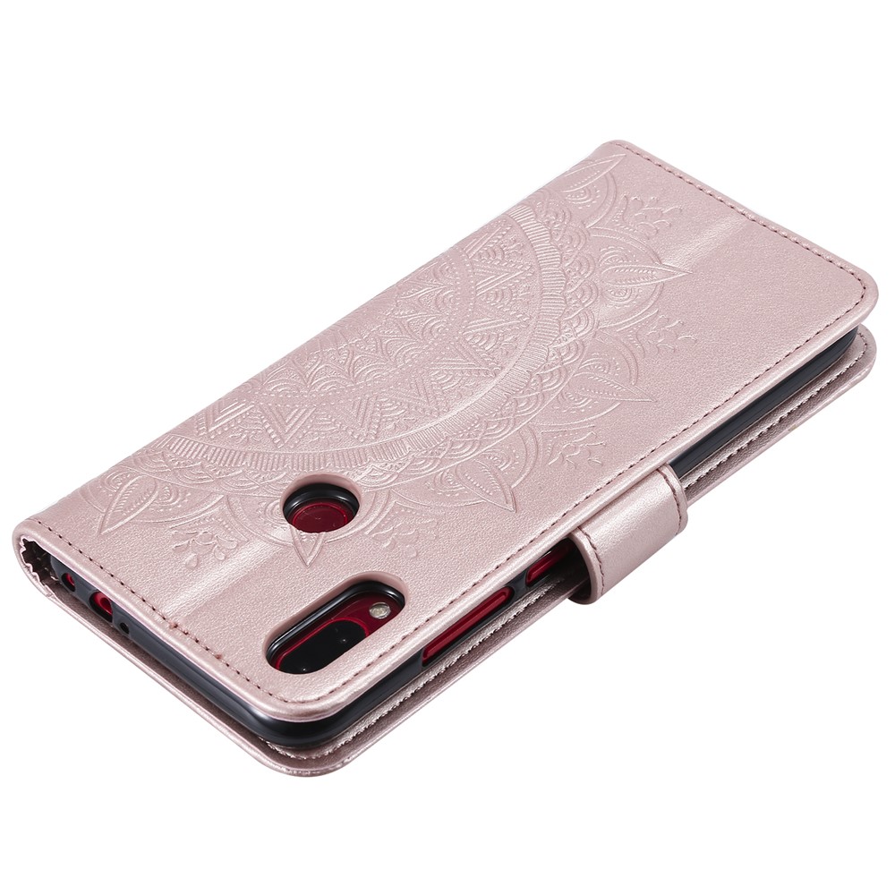 Imprint Mandala Pattern Wallet Stand Leather Flip Case for Xiaomi Redmi Note 7S / Note 7 / Note 7 Pro (India) - Rose Gold-8