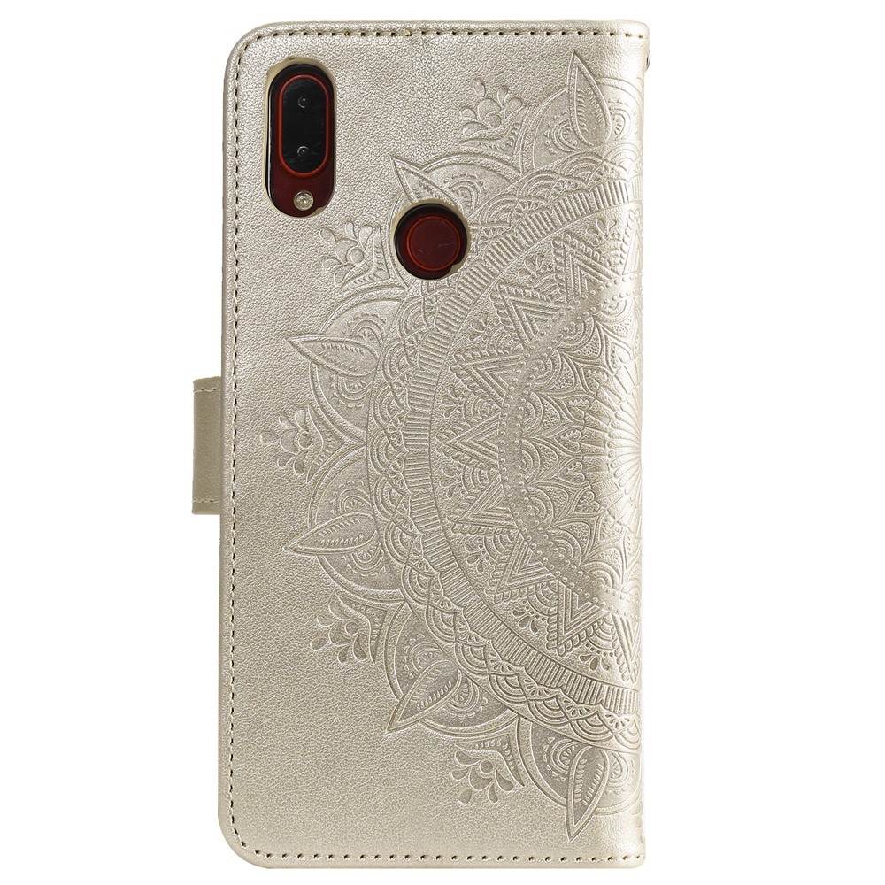 Imprint Mandala Pattern Wallet Stand Leather Flip Case for Xiaomi Redmi Note 7S / Note 7 / Note 7 Pro (India) - Gold-3