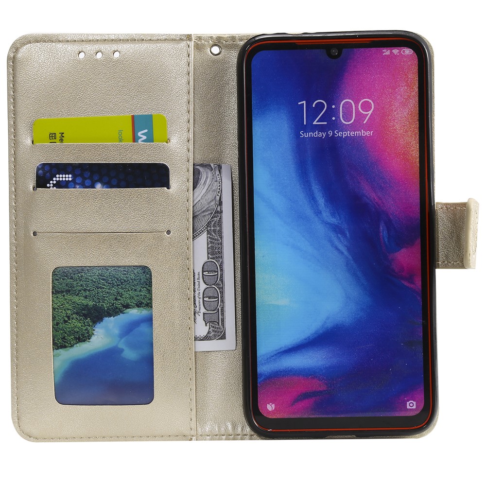Imprint Mandala Pattern Wallet Stand Leather Flip Case for Xiaomi Redmi Note 7S / Note 7 / Note 7 Pro (India) - Gold-4
