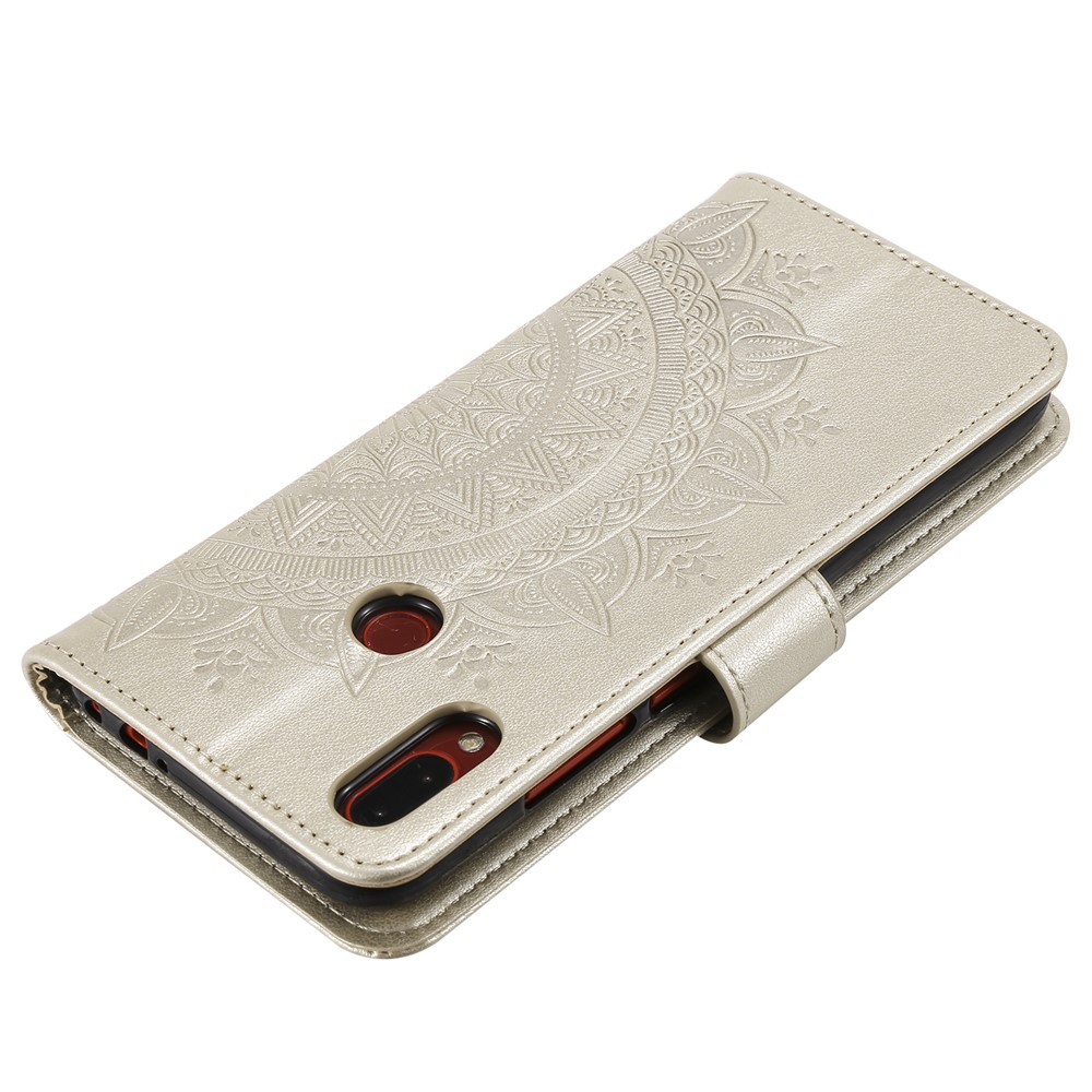 Imprint Mandala Pattern Wallet Stand Leather Flip Case for Xiaomi Redmi Note 7S / Note 7 / Note 7 Pro (India) - Gold-8