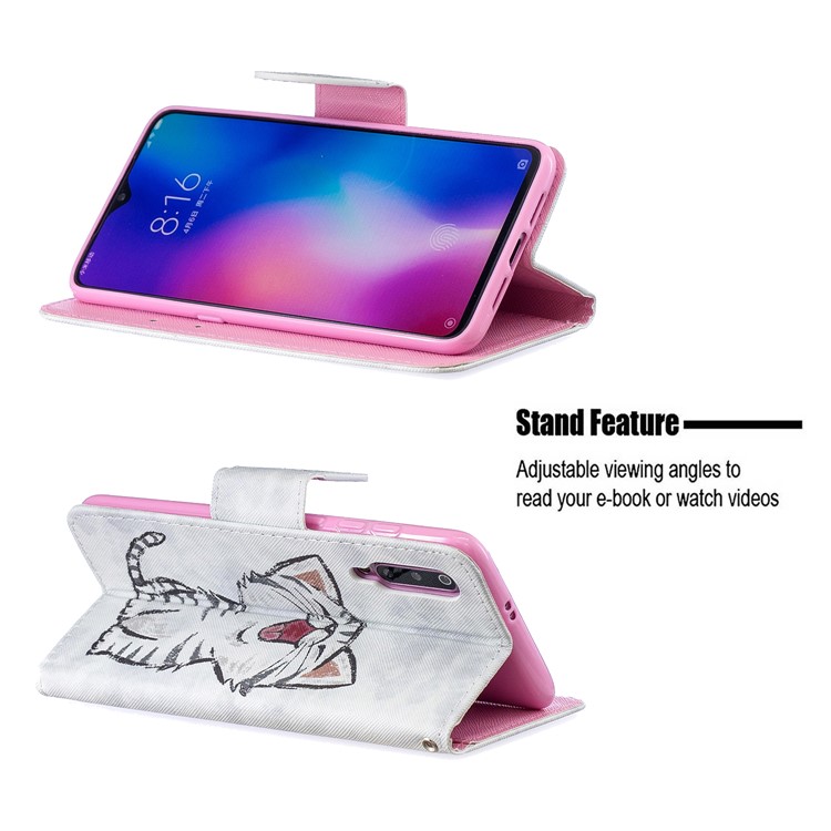 Pattern Printing Leather Wallet Case for Xiaomi Mi 9 - Cat Pattern-6