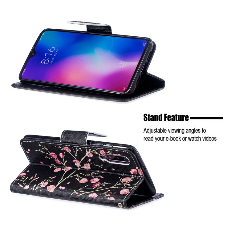 Pattern Printing Leather Wallet Case for Xiaomi Mi 9 - Vivid Flowers-6