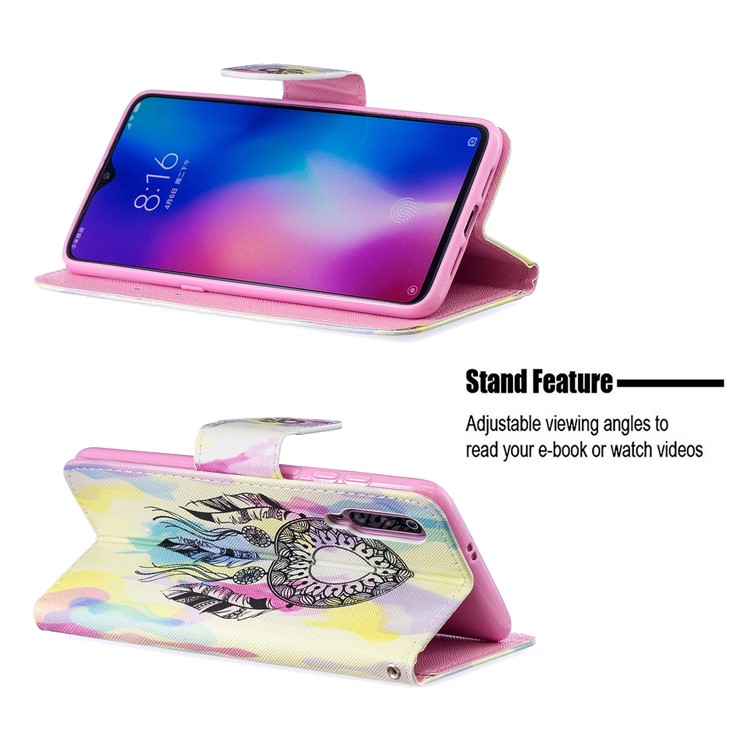 Musterdruck Leder Brieftasche Für Xiaomi Mi 9 - Traumfänger-6