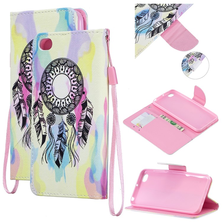 Pattern Printing Leather Wallet Stand Case for Xiaomi Redmi Go - Dream Catcher-1