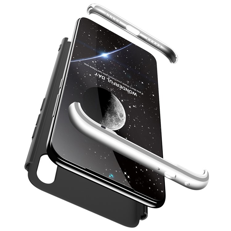GKK Detachable 3-Piece Matte Hard PC Case for Xiaomi Redmi 7 / Redmi Y3 - Silver / Black-3