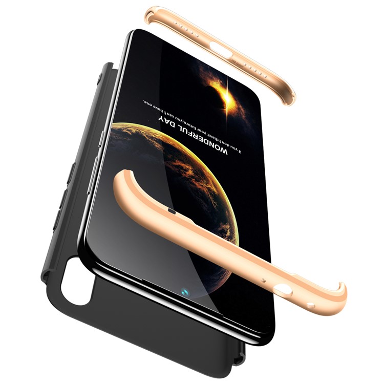 GKK Detachable 3-Piece Matte Hard PC Case for Xiaomi Redmi 7 / Redmi Y3 - Gold / Black-3