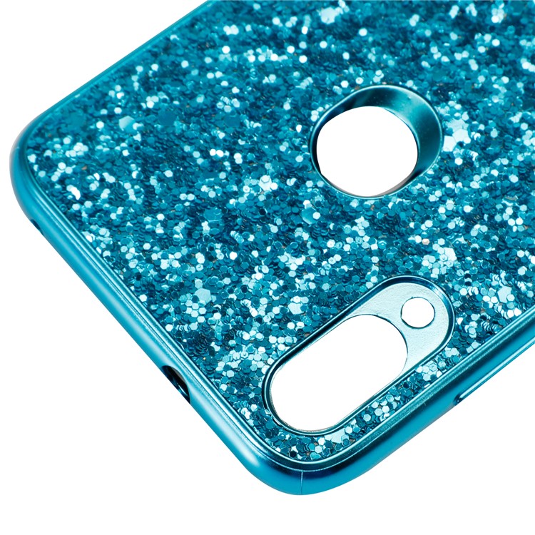 Glittering Sequins Electroplating TPU Frame+PC Hybrid Phone Case for Xiaomi Mi Play - Blue-6