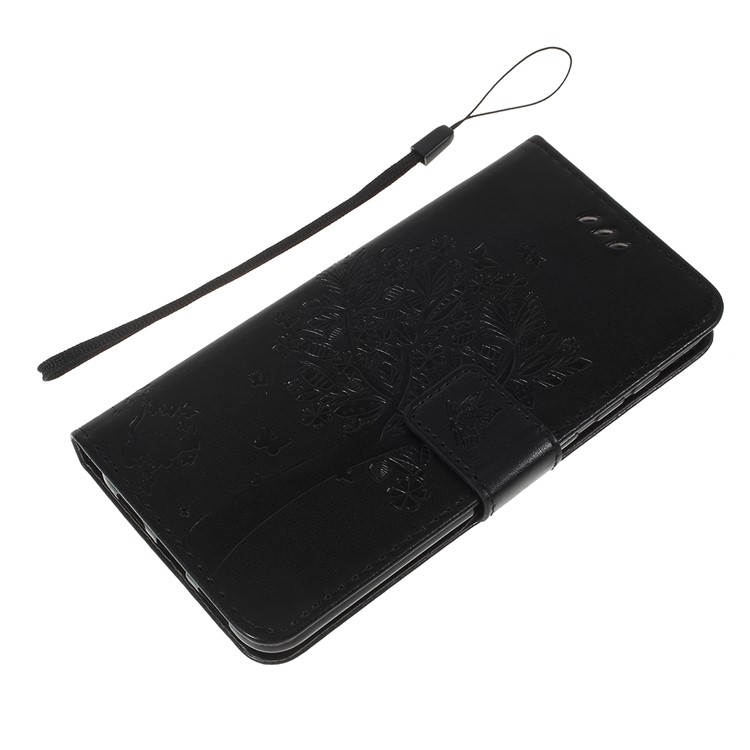 Imprint Cat and Tree Pattern Wallet Leather Stand Case for Xiaomi Mi 9 SE - Black-10