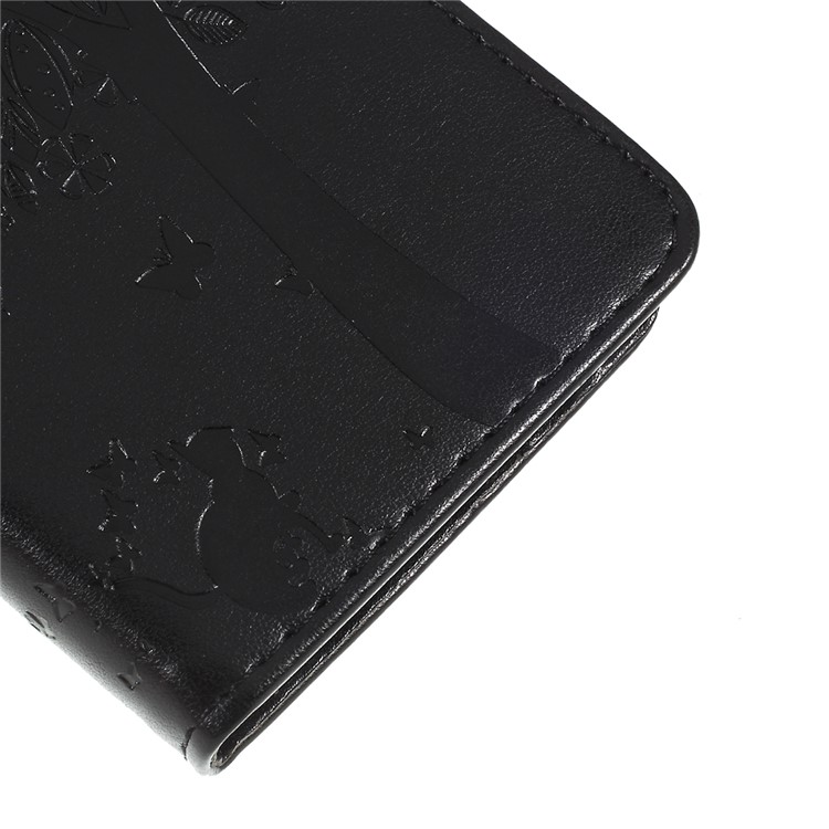 Imprint Cat and Tree Pattern Leather Wallet Phone Case for Xiaomi Mi 9 - Black-4