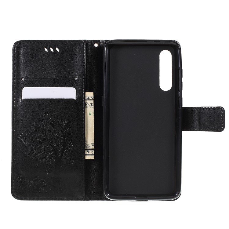 Imprint Cat and Tree Pattern Leather Wallet Phone Case for Xiaomi Mi 9 - Black-9