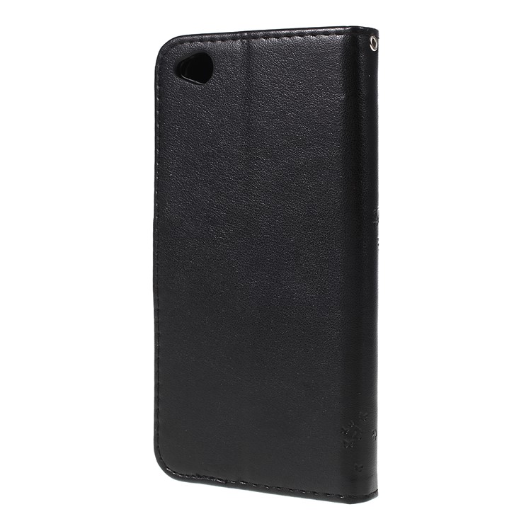 Imprint Cat and Tree PU Leather Tablet Flip Stand Case for Xiaomi Redmi Go - Black-2