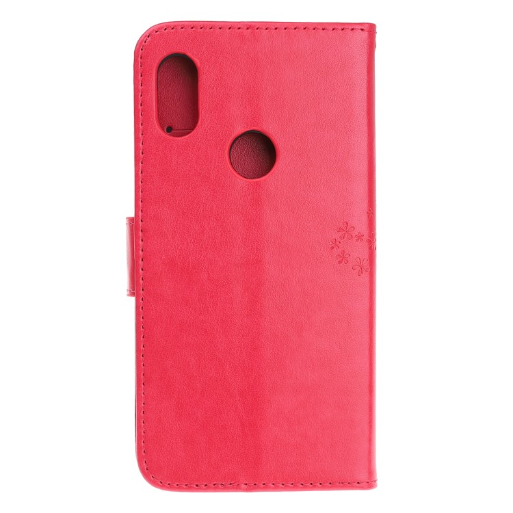 Imprint Tree Owl Wallet Stand Leather Flip Phone Case for Xiaomi Redmi Note 7S / Note 7 / Note 7 Pro (India) - Red-3