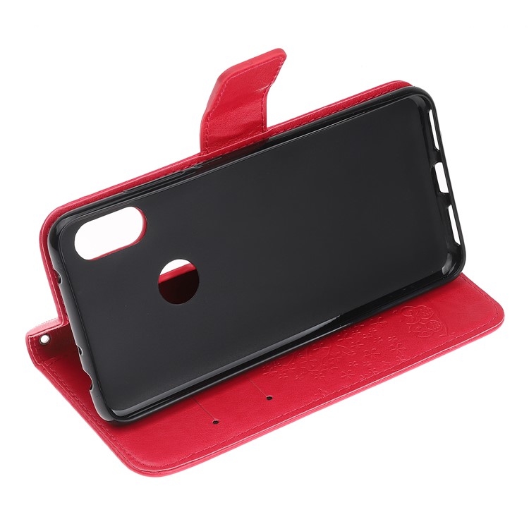 Imprint Tree Owl Wallet Stand Leather Flip Phone Case for Xiaomi Redmi Note 7S / Note 7 / Note 7 Pro (India) - Red-4