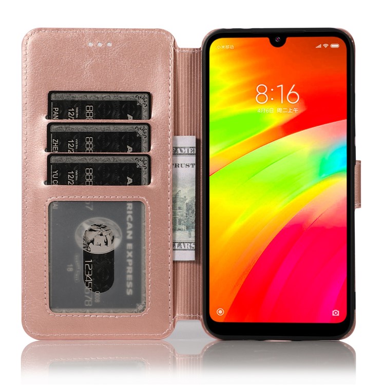 Extreme Series Wallet Stand Folio PU Leather Phone Cover for Xiaomi Redmi 7 - Rose Gold-4