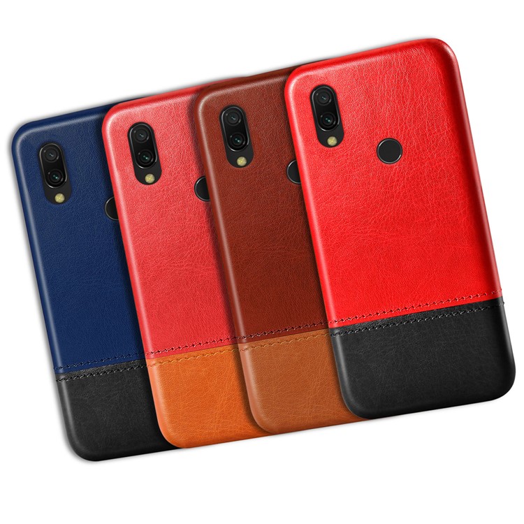 KSQ Bi-color TPU + PU Leather Phone Case for Xiaomi Redmi 7 / Redmi Y3 - Red / Black-4