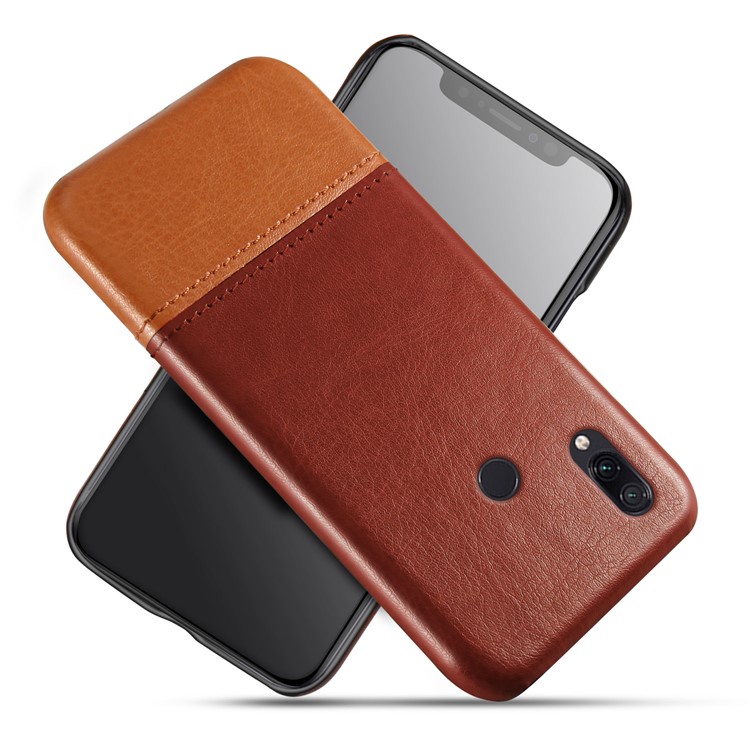 KSQ Bi-color TPU+PU Leather Phone Cover for Xiaomi Redmi Note 7 / Note 7 Pro (India) / Note 7S - Dark Brown / Light Brown-1