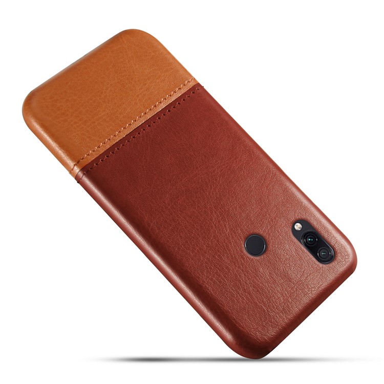 KSQ Bi-color TPU+PU Leather Phone Cover for Xiaomi Redmi Note 7 / Note 7 Pro (India) / Note 7S - Dark Brown / Light Brown-3