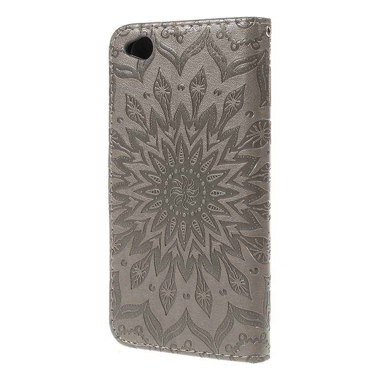 Imprint Sunflower Wallet Leather Stand Case for Xiaomi Redmi Go - Grey-2