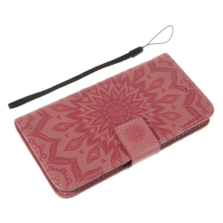 Imprint Sunflower Wallet Leather Stand Case for Xiaomi Redmi Go - Pink-5