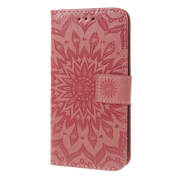 Imprint Sunflower Wallet Leather Stand Case for Xiaomi Redmi Go - Pink-6