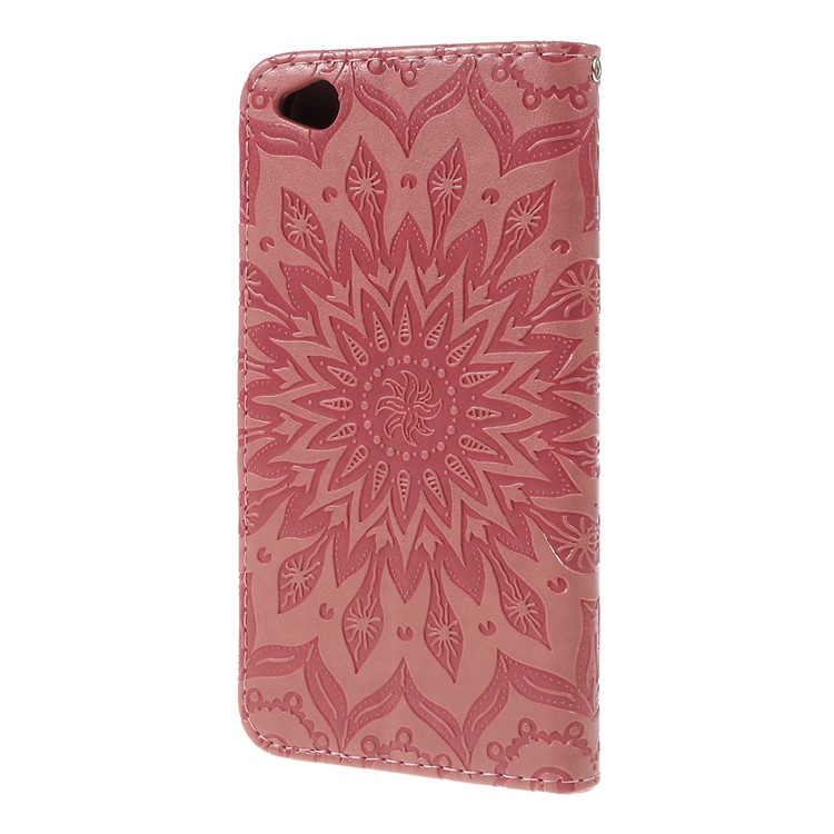 Imprint Sunflower Wallet Leather Stand Case for Xiaomi Redmi Go - Pink-7