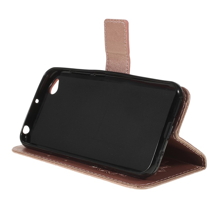 Imprint Sunflower Wallet Leather Stand Case for Xiaomi Redmi Go - Rose Gold-2