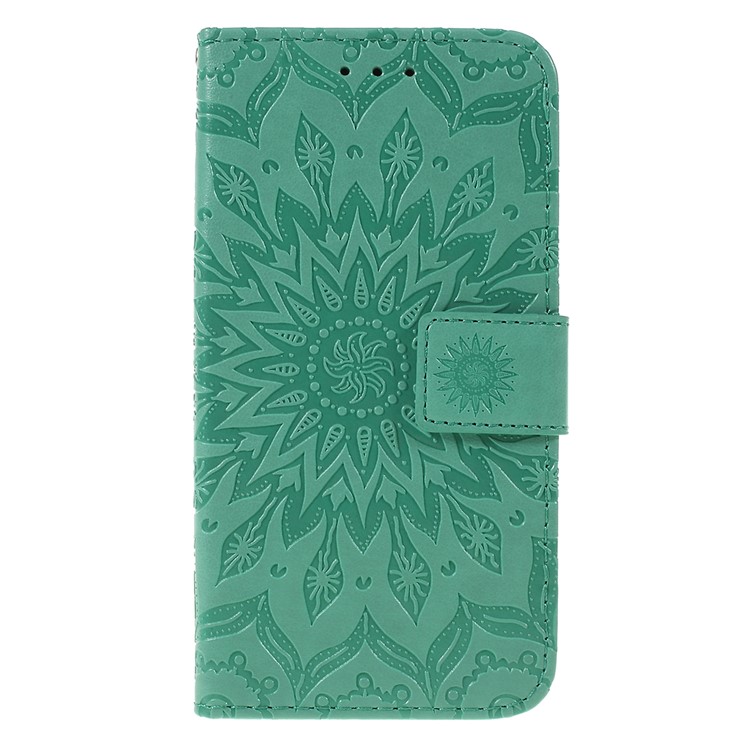 Imprint Sunflower Wallet Leather Stand Case for Xiaomi Redmi Go - Cyan-1