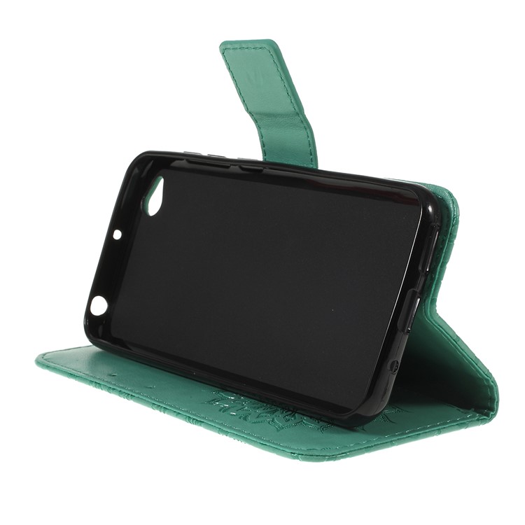 Imprint Sunflower Wallet Leather Stand Case for Xiaomi Redmi Go - Cyan-2