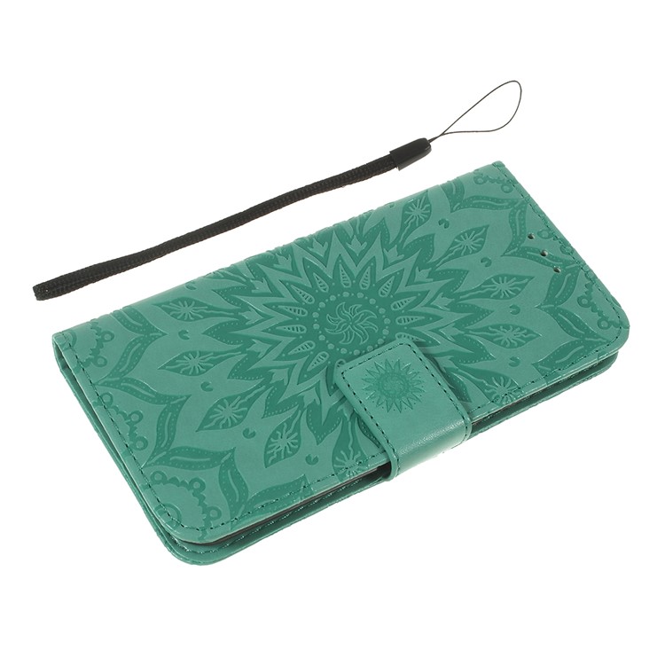 Imprint Sunflower Wallet Leather Stand Case for Xiaomi Redmi Go - Cyan-5