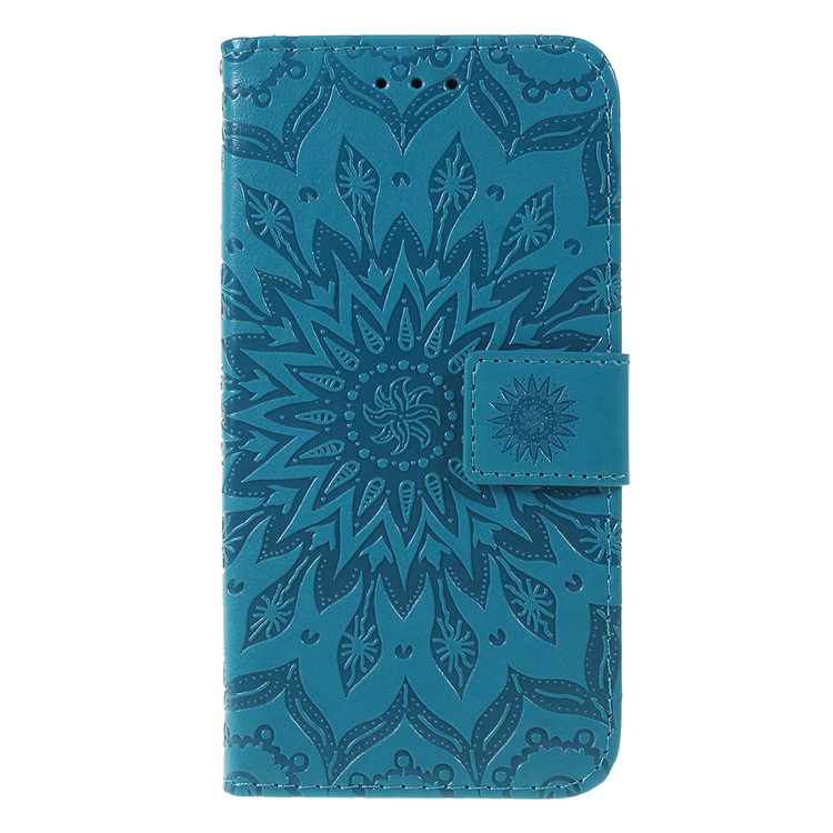 Imprint Sunflower Wallet Leather Stand Case for Xiaomi Redmi Go - Blue-1