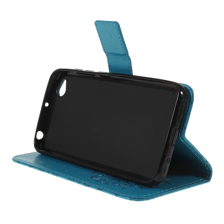 Imprint Sunflower Wallet Leather Stand Case for Xiaomi Redmi Go - Blue-2
