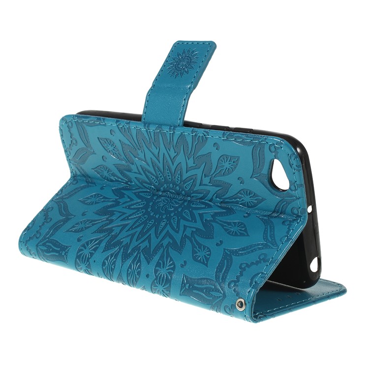 Imprint Sunflower Wallet Leather Stand Case for Xiaomi Redmi Go - Blue-3