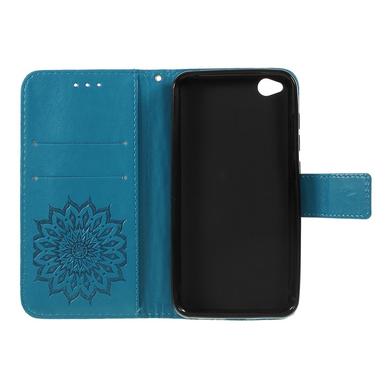 Imprint Sunflower Wallet Leather Stand Case for Xiaomi Redmi Go - Blue-4