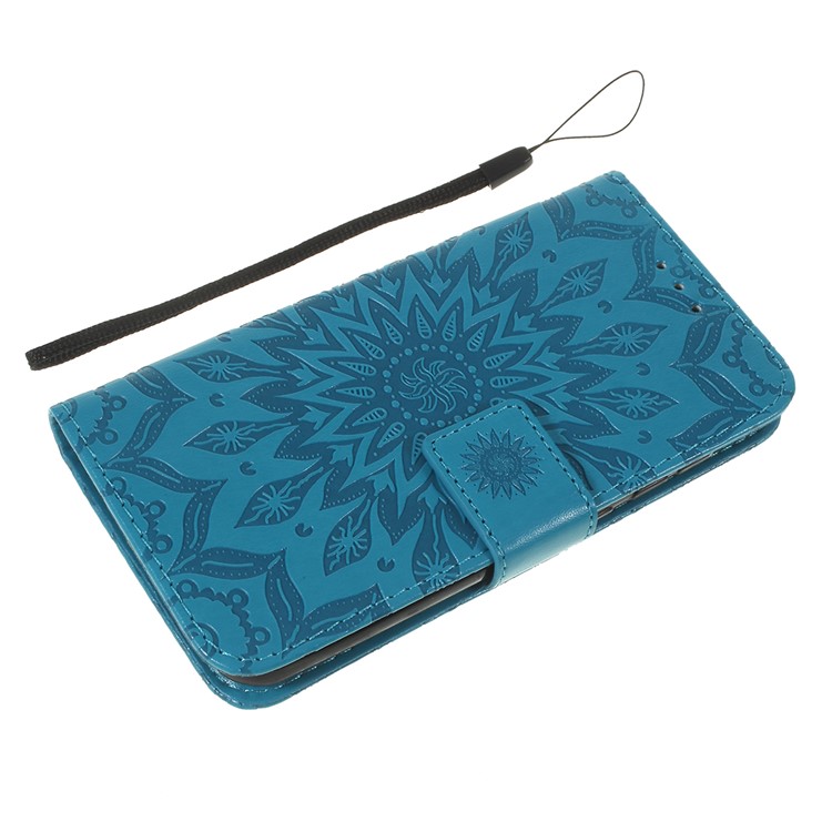 Imprint Sunflower Wallet Leather Stand Case for Xiaomi Redmi Go - Blue-5