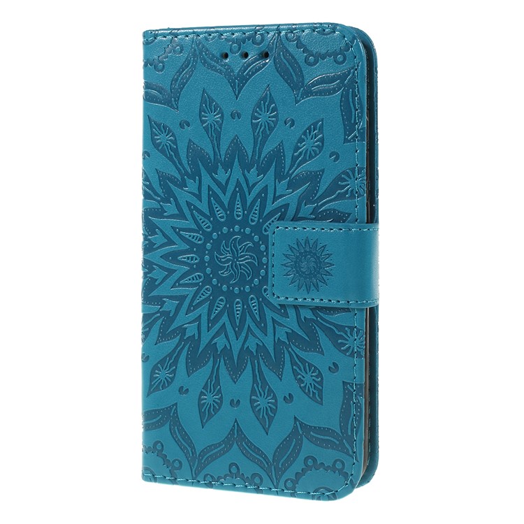 Imprint Sunflower Wallet Leather Stand Case for Xiaomi Redmi Go - Blue-6