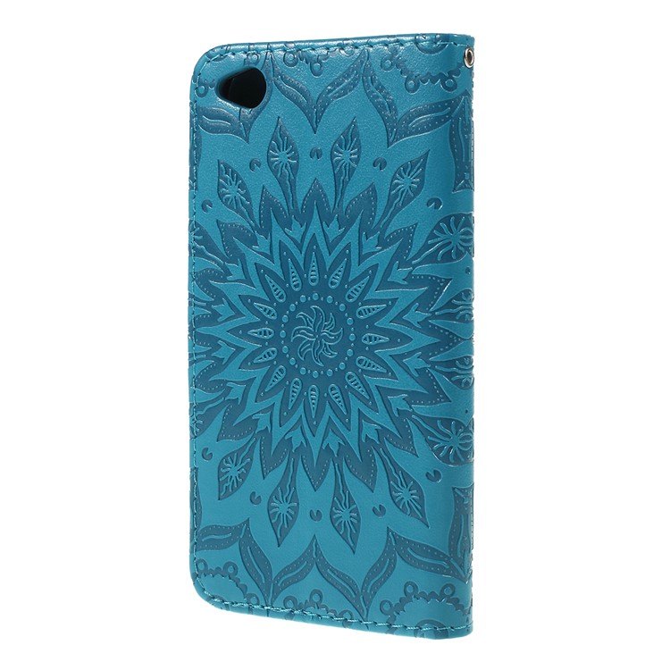 Imprint Sunflower Wallet Leather Stand Case for Xiaomi Redmi Go - Blue-7