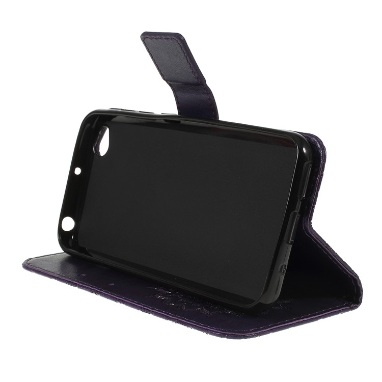 Imprint Sunflower Wallet Leather Stand Case for Xiaomi Redmi Go - Purple-2