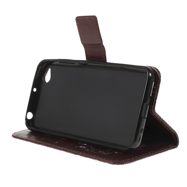 Imprint Sunflower Wallet Leather Stand Case for Xiaomi Redmi Go - Brown-2