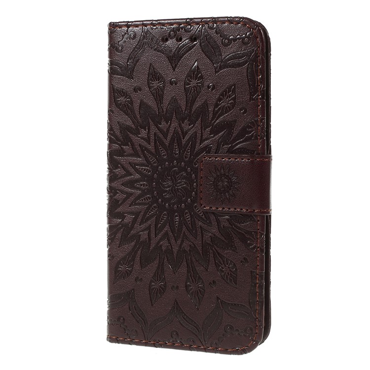 Imprint Sunflower Wallet Leather Stand Case for Xiaomi Redmi Go - Brown-6