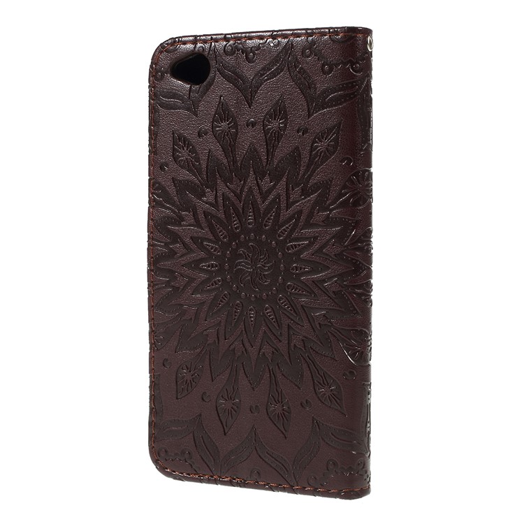 Imprint Sunflower Wallet Leather Stand Case for Xiaomi Redmi Go - Brown-7