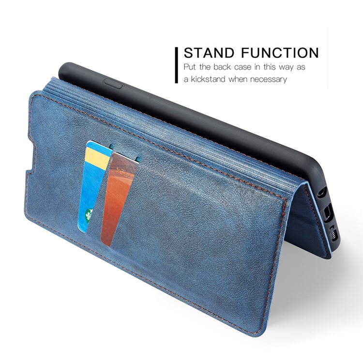 Ultra-thin Simple Style Leather Flip Phone Cover Case with Card Slots for Xiaomi Redmi Note 7 - Blue-10