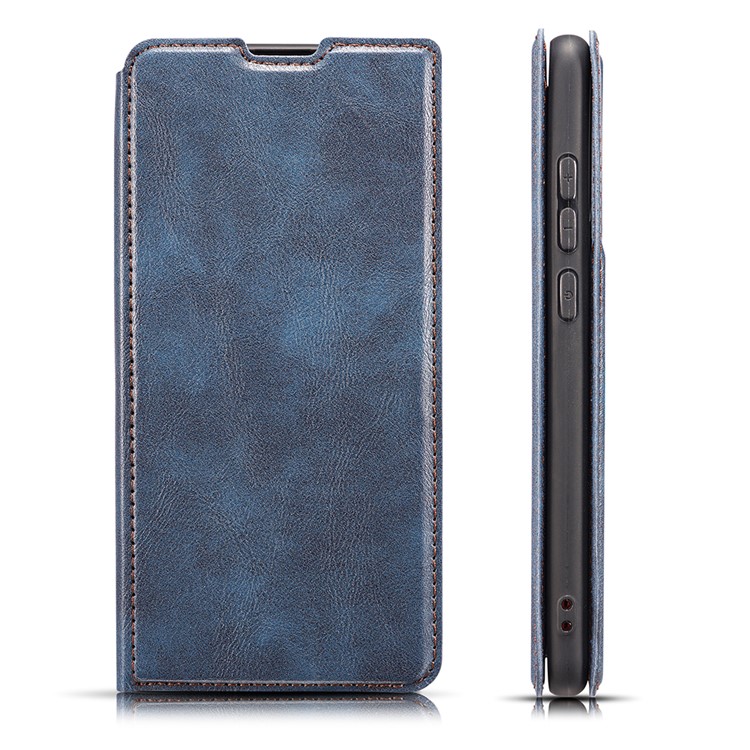 Ultra-thin Simple Style Leather Flip Phone Cover Case with Card Slots for Xiaomi Redmi Note 7 - Blue-13