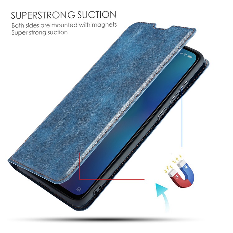 Ultra-thin Simple Style Leather Flip Phone Cover Case with Card Slots for Xiaomi Redmi Note 7 - Blue-15