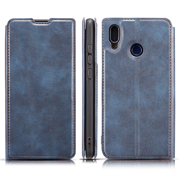 Ultra-thin Simple Style Leather Flip Phone Cover Case with Card Slots for Xiaomi Redmi Note 7 - Blue-2