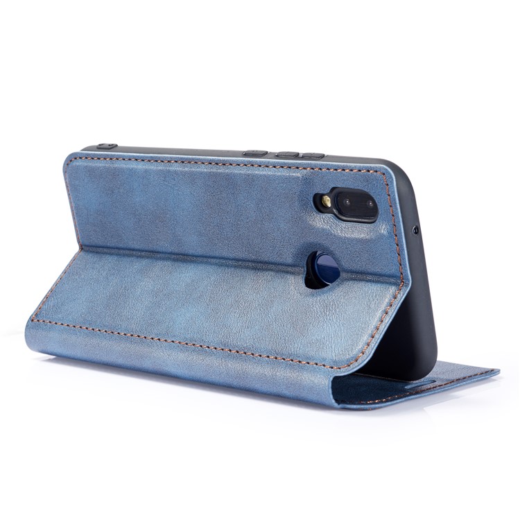 Ultra-thin Simple Style Leather Flip Phone Cover Case with Card Slots for Xiaomi Redmi Note 7 - Blue-7